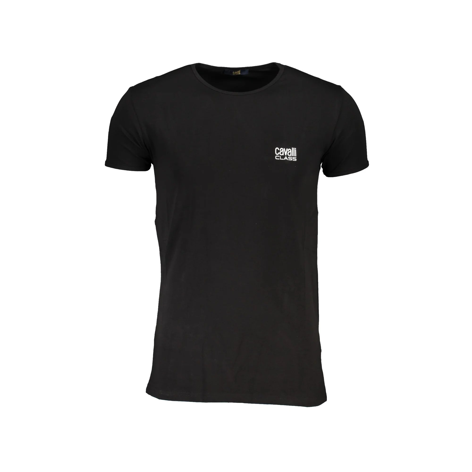Cavalli Class T-Shirt Uomo Nera Girocollo Cotone Stampa Logo Nero - foto prodotto